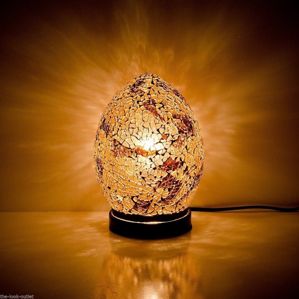 Lámpara de huevo de vidrio Mosaic MINI - GOLD AUTUMN Dormitorio/Luz de mesa