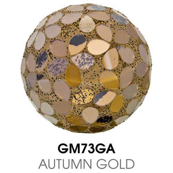 Mosaik Herbst Gold, Bronze, natürliche Blumenfliese dekorative Kugel- Medium 10,5 cm - dekorative Tisch- oder Flurdekor, Wohnaccessoires