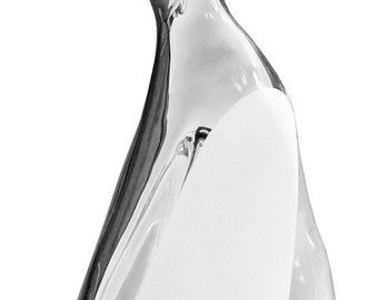 Ceramic Penguin Large Sculpture - White and Silver freestanding ornament - 35cm Height