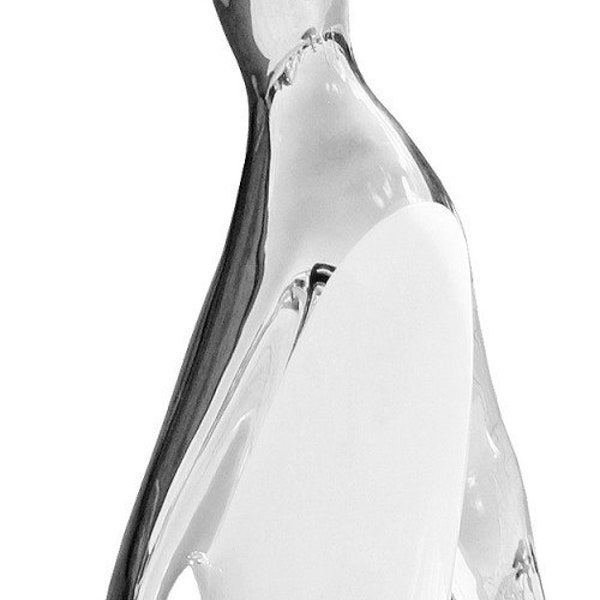 Ceramic Penguin Large Sculpture - White and Silver freestanding ornament - 35cm Height