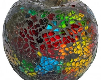 Mosaic Glass Rainbow Apple-No Leaf