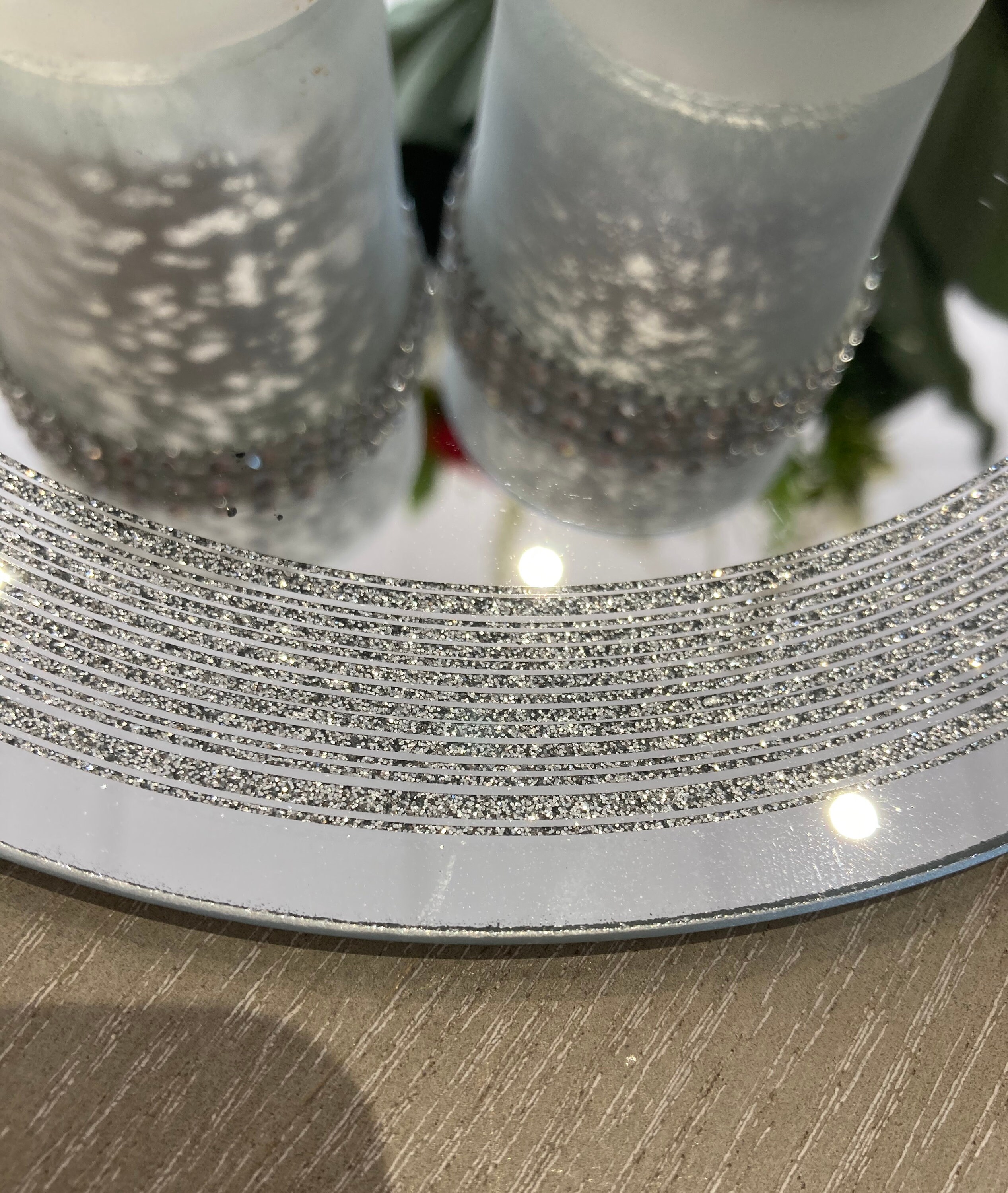 Glass Glitter Candle Plate 2 X Glass Diamante Sparkle Etsy UK