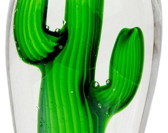 Glass Cactus-A cute bright green cactus plant encased in glass-Perfect gift