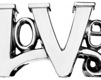 Ceramic Love Sculpture-Silver/Chrome freestanding ornament