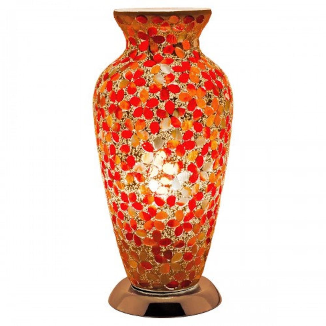 Mosaic Glass Vase Lamp Red Flower Bedroom/table Lamp Etsy UK