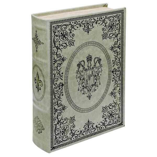 Large Sage Green Crest Storage Fake Book Box, Secret Storage, Magnetic Closure