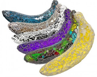 Mosaic Glass Banana-Perfect to add to other Mosaic Fruit around your home-Available in Blue ,Brown,Purple,Mirrored and Rainbow