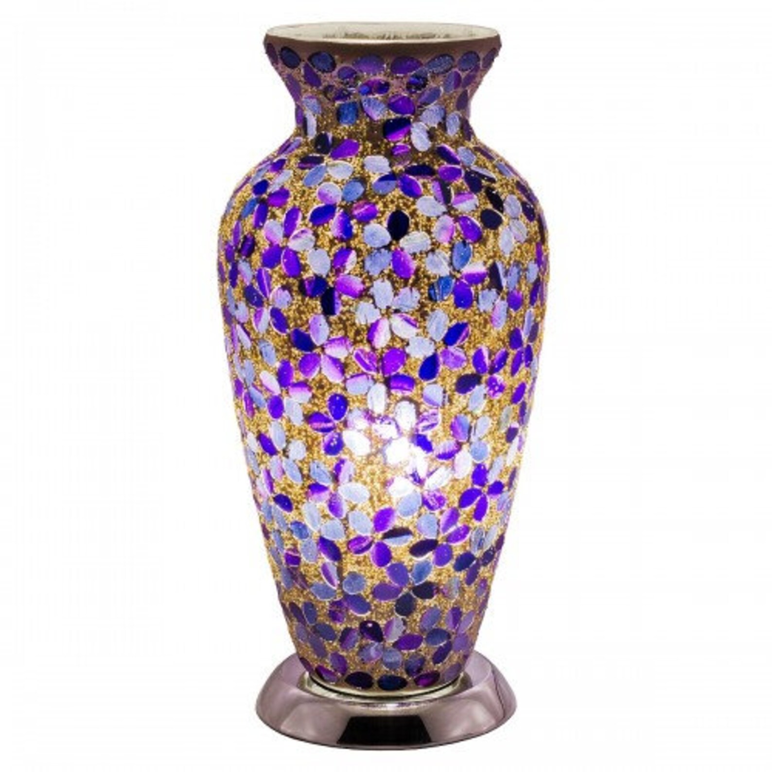 Mosaic Glass Vase Lamp Purple Flower Bedroom/table Lamp Etsy UK