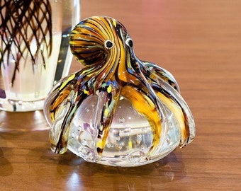 Venetian Morano Glass Style Octopus Ornament - Paper weight - Hand Painted  - Sea life