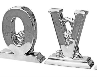 Statement Piece ! Set of 4  L O V E Chrome  Letters  Freestanding  LOVE