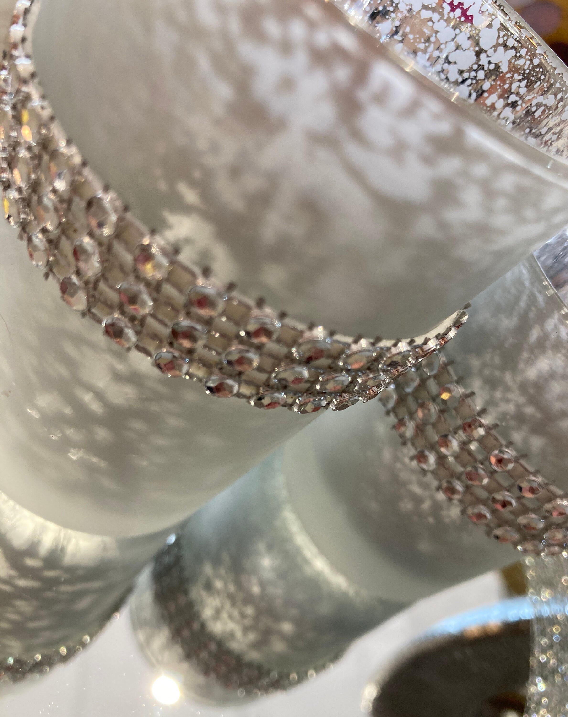 Glass Glitter Candle Plate 2 X Glass Diamante Sparkle Etsy UK