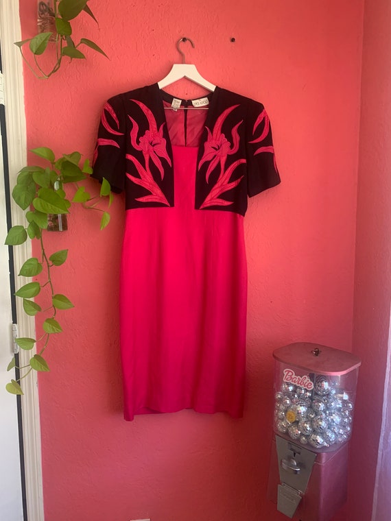 Hot Pink and Black Western Style Dress - image 1