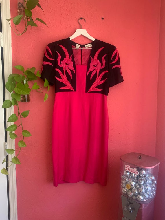 Hot Pink and Black Western Style Dress - image 2