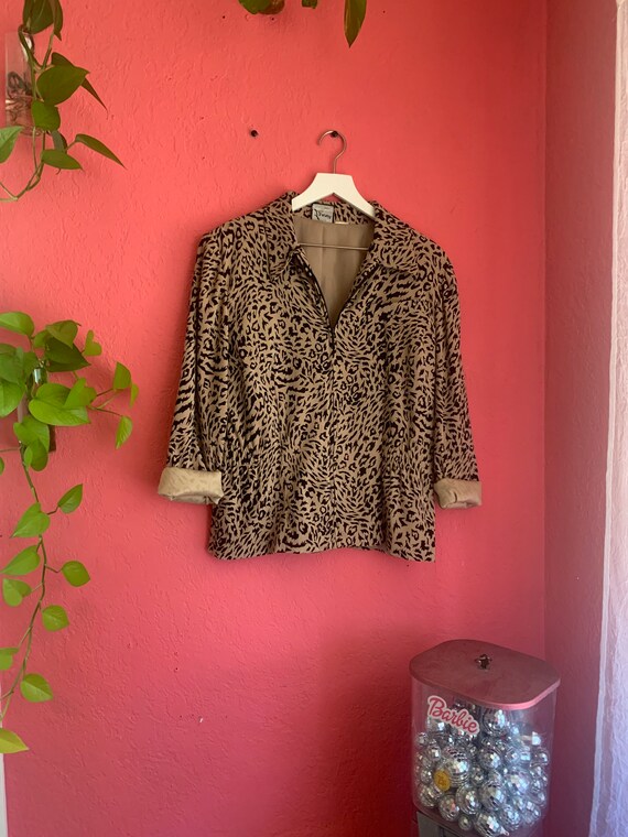 Leopard Print Zip-Up Blazer - Size M/L - image 2