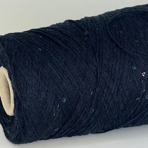 Seide Kaschmir Merinowolle Garn Kone, Pailletten Garn, Dunkelblau Wollgarn, Sockengarn Garn Kone, Paillettes Maschinenstrickgarn