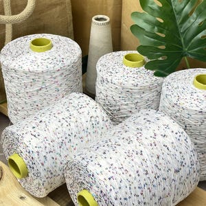 Sequin Multicolor Yarn, White Yarn Cone, Paillettes Yarn, Lace Weight Yarn, Hand or Machine Knitting Yarns, Sparkle Collection Yarns