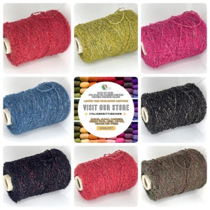 Filato di lana Boucle, filato di lana di alpaca su cono, filato sportivo, filati fai da te, filato italiano, filato per maglieria a mano e a macchina