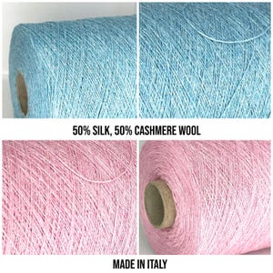 Seide Kaschmir Wolle Garn, Baby Rosa und Blau Garn auf Kone, Lace Garn, Luxuriöses Garn, Strickgarn, Italienische Garne