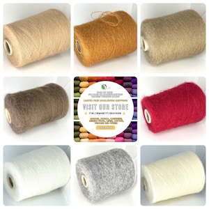 Filato di lana di alpaca in pizzo, filato soffice, filato di lana italiano, filato di lusso su cono, filato per maglieria a macchina, filato artigianale