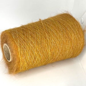 Filato di lana di alpaca, filato soffice giallo arancione su cono, filato di pizzo su cono, filati per maglieria all'uncinetto