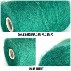 Mohair Wollgarn, Smaragdgrünes Garn auf Kone, Lace Garn, Luxuriöse Garnsammlung, Maschinenstrickgarn, Handstrickgarn