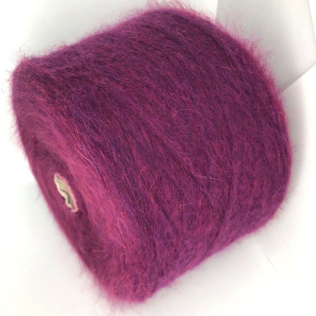 Purple Mohair Yarn, Fluffy Yarn on Cone, Lace Weight Yarn on Cone