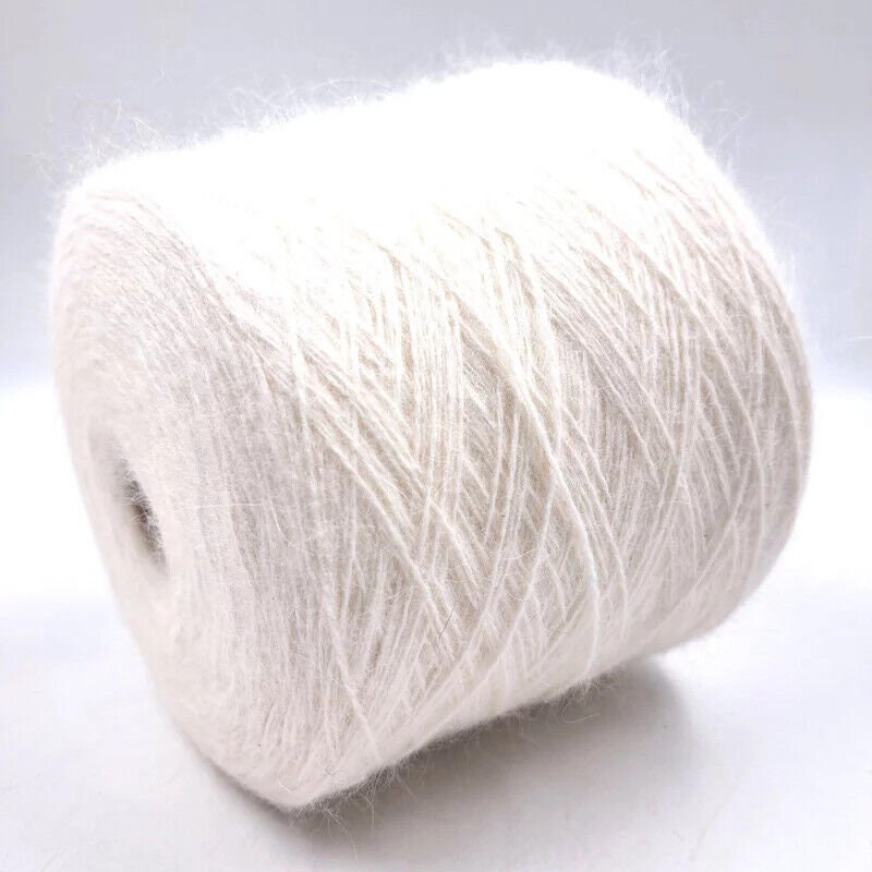 Cream Gray ALPACA WOOL COTTON BLEND Yarn on Cone per 0.88lb / 400g Crafts