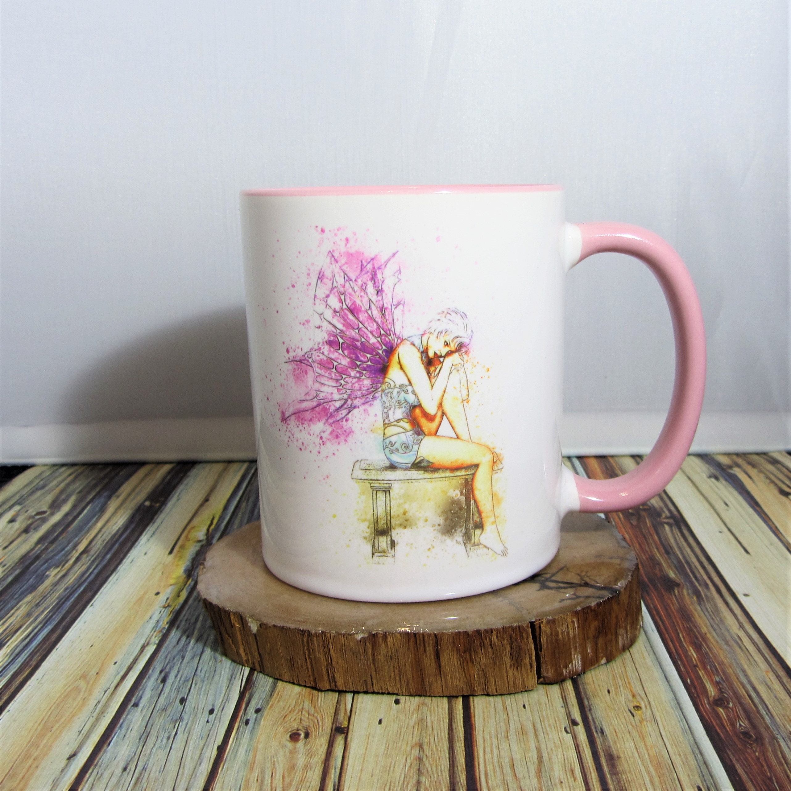 La Fée Rose Mug en Céramique Unique Artisanat Français Créateur Personnalisable Original Famille Ann