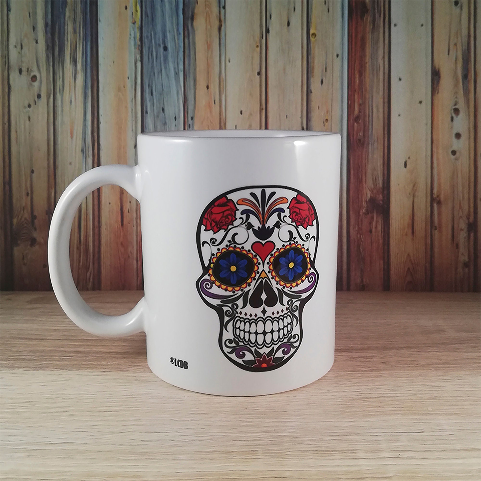 Mug Tête de Mort Couleurs en Céramique Unique Artisanat Français Mug Créateur Personnalisable Origin