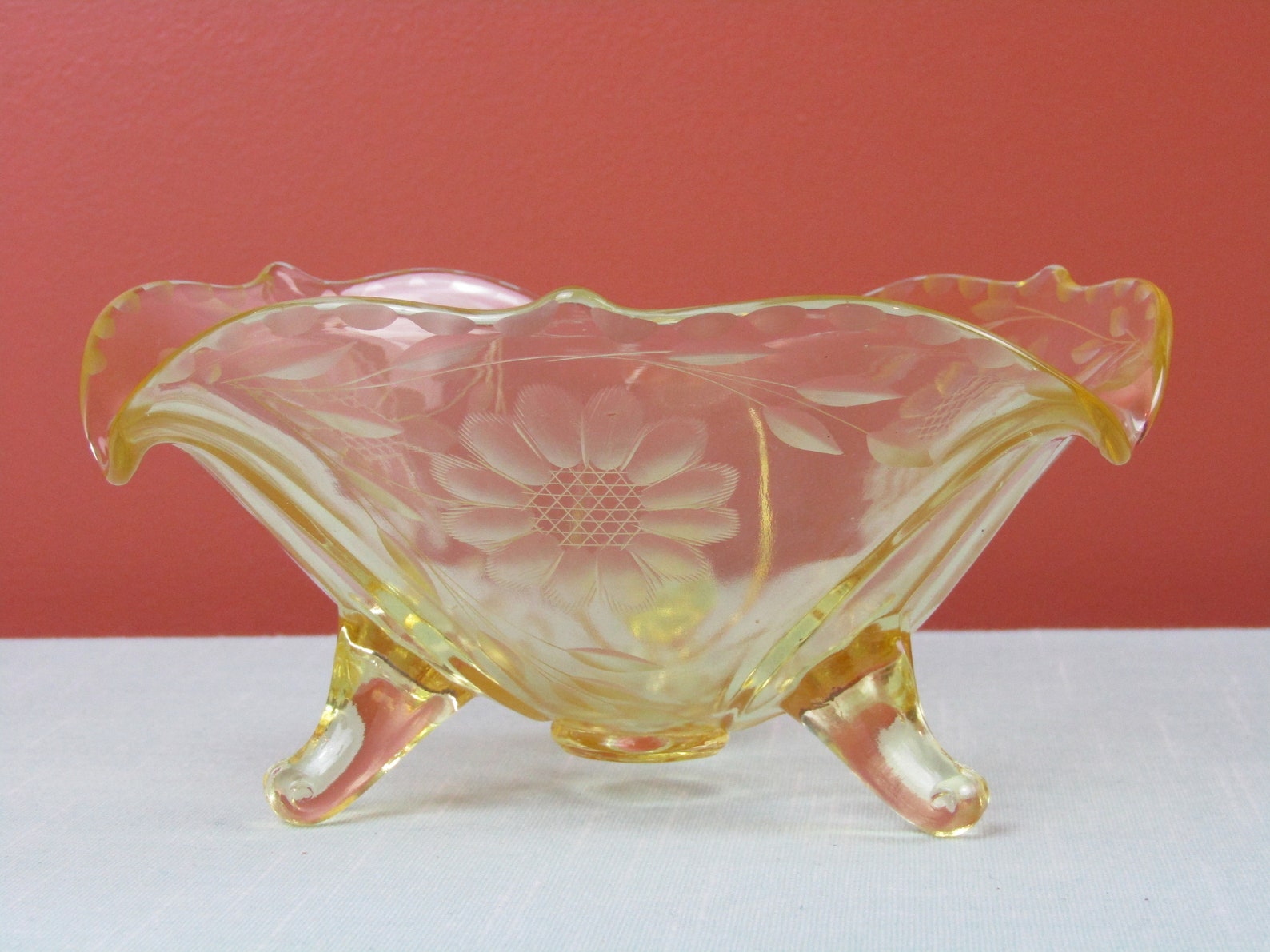 Vintage Hughes Yellow Cornflower Dish Etsy