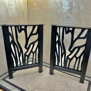 2 Metal Table Legs 2" Square Tube H-Shaped Thicket Pattern Screen Powdercoat Finish,  Table, Desk, Bench,  Free Shipping