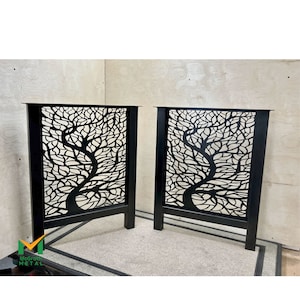 Metal Table Legs 2" Square Tube H-Shaped Ficus Pattern Screen Powdercoat Finish (Set of 2)  Table, Desk, Bench,  Free Shipping