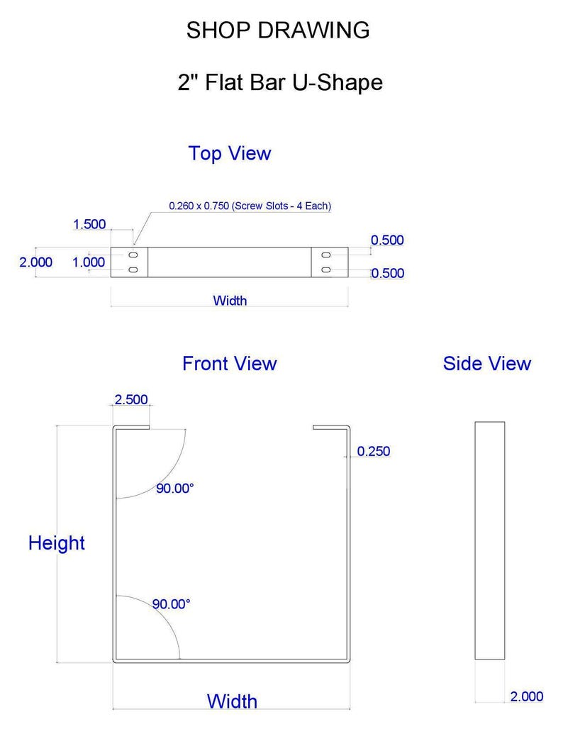 Metal Coffee Table Legs, U-Shape, 1/4" x 2" Flat Bar, Powder Coat image 14