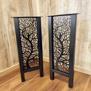Ficus Laser Cut Metal Table Legs: Custom Furniture, Powder Coat Finish (Set of 2)