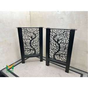 2 Metal Table Legs 1 1/2" Square Tube H-Shaped Ficus Pattern Screen Powdercoat Finish,  Table, Desk, Bench,  Free Shipping