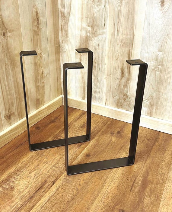 U-Shape Coffee Table Legs: 2" Metal Flat Bar, Powder Coat, Set of 2