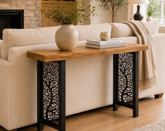 Metal Console Table Legs, H-Shape, Ficus Design, 1 1/2" Tube, Powder Coat