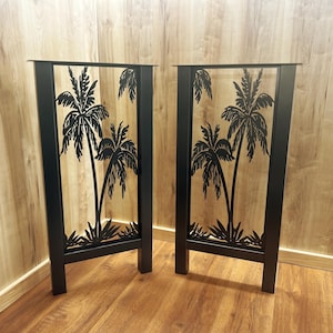 H-Shape Dining Table Legs: Laser Cut Palm Design, Metal Tube, Powder Coat Set of 2