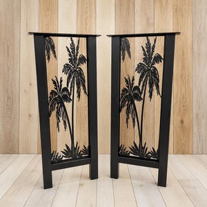 Metal Console Table Legs, H-Shape, Palm Tree Design, 1 1/2" Tube, Powder Coat