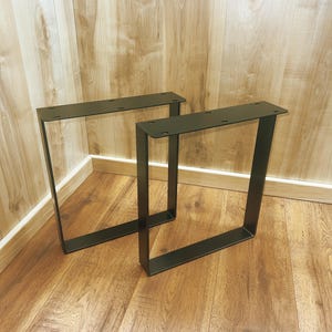 U-Shape Coffee Table Legs: 2" Metal Flat Bar, Powder Coat, Set of 2