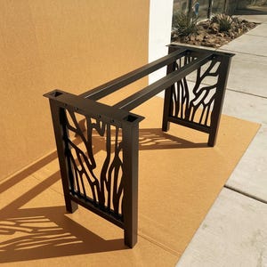 Custom Size Heavy Duty 29" Height 2" Square Tube Artisan Thicket Pattern Laser Cut Metal Table Base for Custom Furniture Powder Coat Finish.