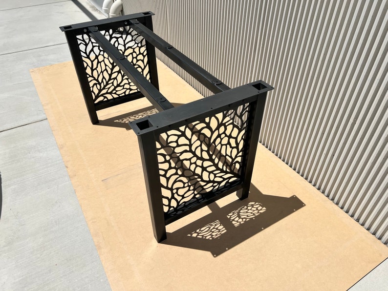 Metal Table Base, Custom Size, H-shape, Ivy Design, 2
