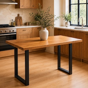 U-Shape Dining/Kitchen Table Legs: 2" x 1" Metal Tube, Powder Coat, Set of 2