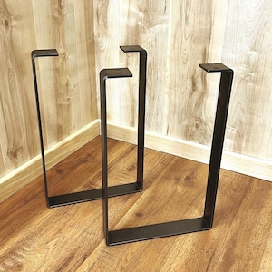 U-Shape Flat Bar Metal Table Legs: Custom Size, Powder Coat Finish (Set of 2)