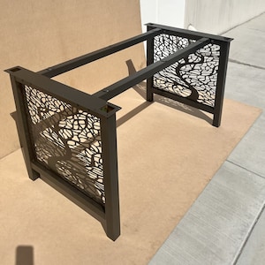Custom Metal Table Base: Ficus Laser Cut Design, Heavy Duty