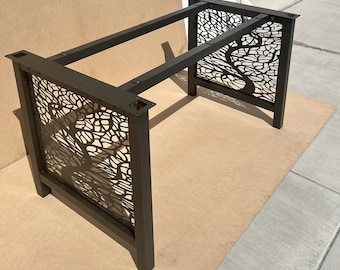 Metal Table Base, 28” Height, 2" Square Tube, Ficus Patterned Screen, Powdercoat Finish, Table, Desk, Bench, Free Shipping