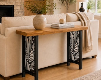 Metal Console Table Legs, H-Shape, Fern Design, 1 1/2" Tube, Powder Coat