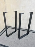 Modern U-Shape Laser Cut Metal Table Legs for Custom Furniture with Powder Coat Finish, 2&quot; Flat Bar, Open Top, Set of 2