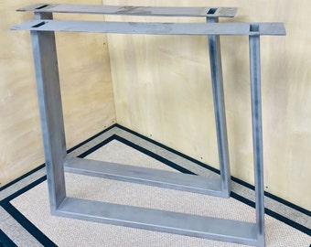 Metal Table Legs 1" x 3" Rectangle Tube Trapezoid Shape Antique Gunmetal Finish (Set of 2) Table, Desk, Bench, Free Shipping