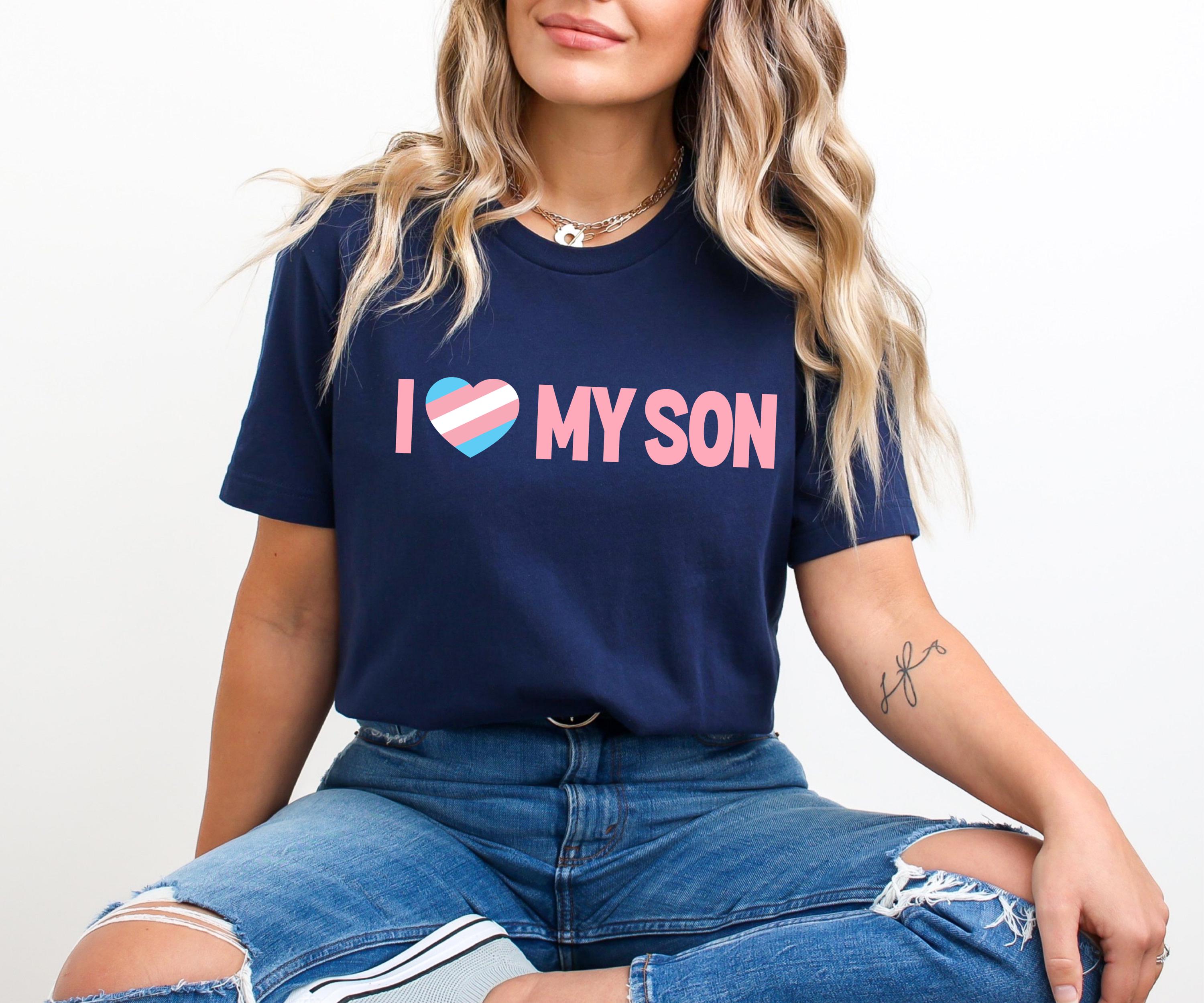 Trans Son Love & Pride T-Shirt | LGBTQ+ Support Bella Canvas Tee | Transgender Flag Heart Family Gift
